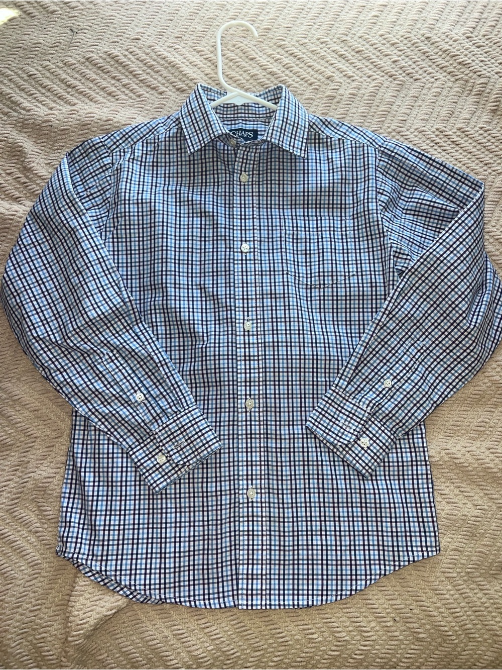 Chaps Blue Plaid Button-Up Shirt Boys M 10-12